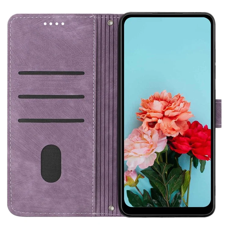 Für Motorola Moto G Power (2024) Lederetui mit Linienprägung, Telefonhülle mit Texture-Gefühl - Lila