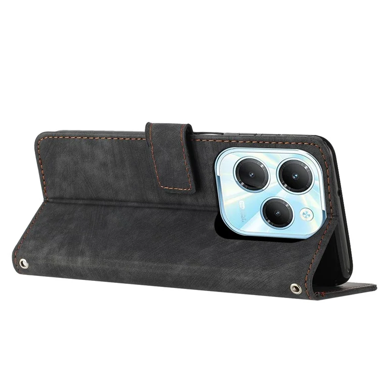 For Infinix Hot 40 / Hot 40 Pro PU Leather Flip Cover Wallet Phone Case Stand Function - Black