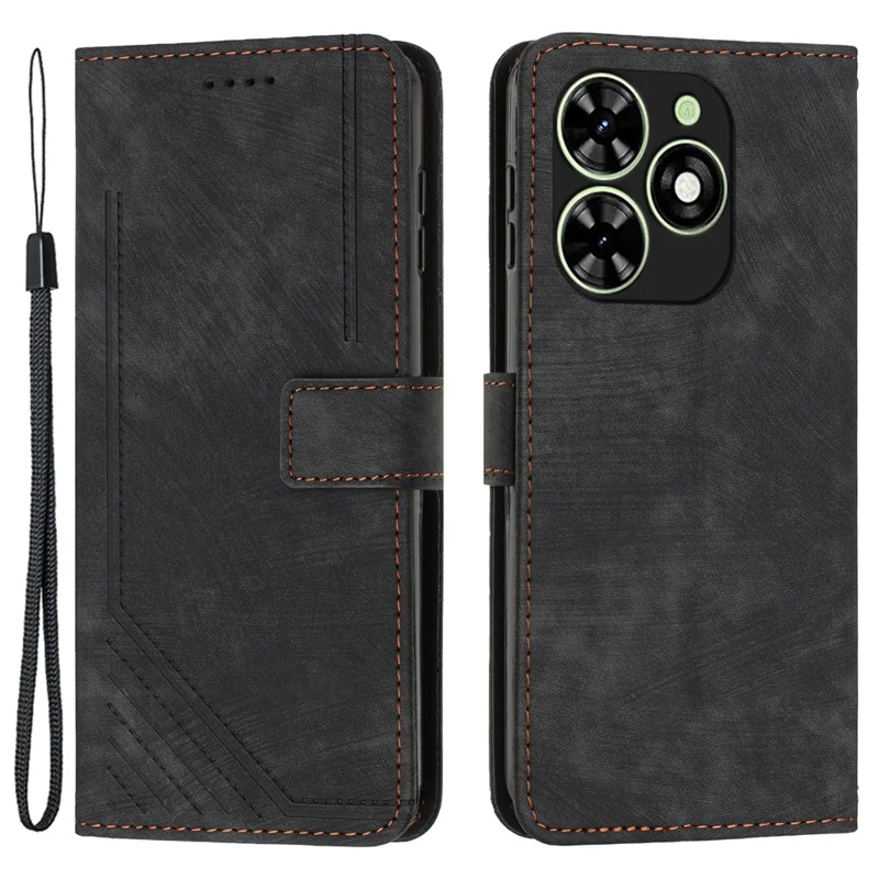 For TECNO Spark Go 2024 / Spark 20C / Pop 8 Phone Case Skin Touch Feeling Leather Cover - Black