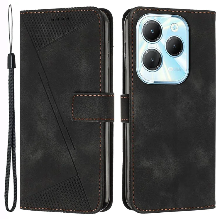 For Infinix Hot 40 / Hot 40 Pro Case PU Leather Triangle Pattern Phone Cover - Black