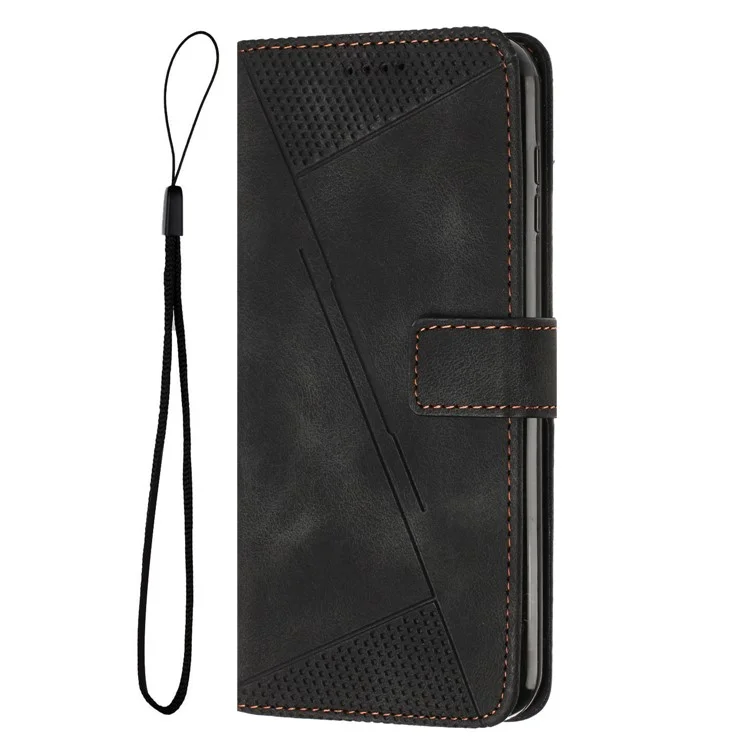 For Infinix Hot 40 / Hot 40 Pro Case PU Leather Triangle Pattern Phone Cover - Black