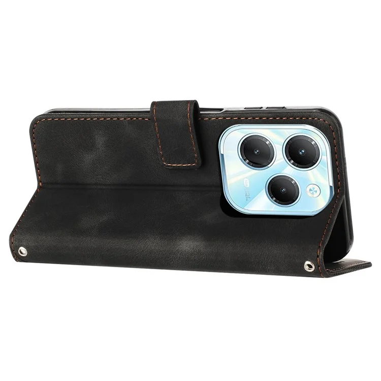 For Infinix Hot 40 / Hot 40 Pro Case PU Leather Triangle Pattern Phone Cover - Black