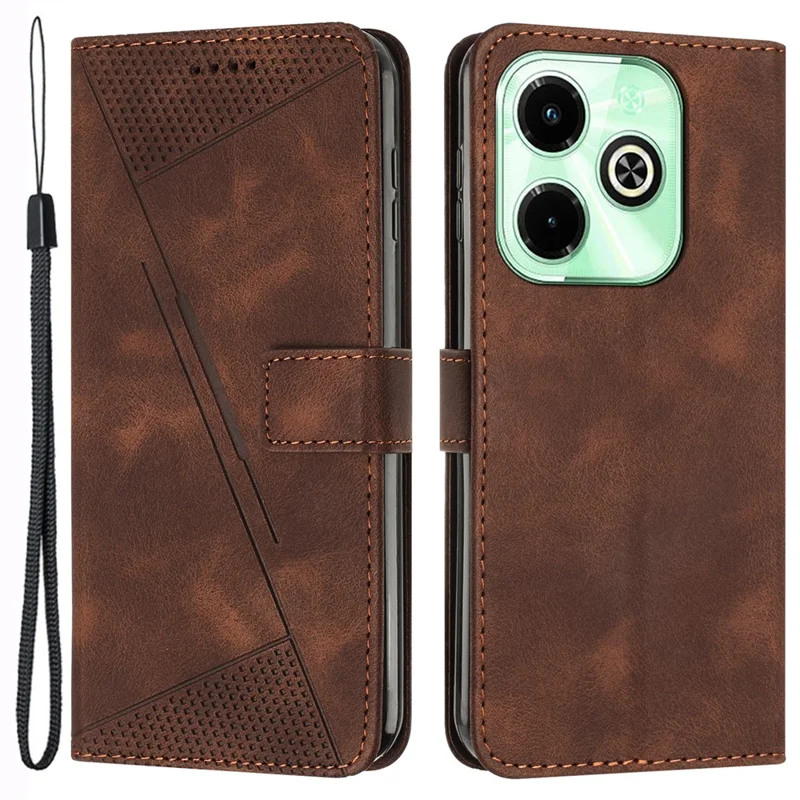 For Infinix Hot 40i Leather Wallet Phone Case Card Holder TPU Inner Shell Cover - Brown