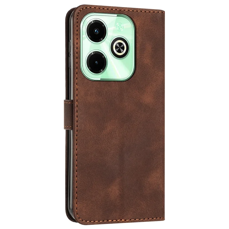 For Infinix Hot 40i Leather Wallet Phone Case Card Holder TPU Inner Shell Cover - Brown
