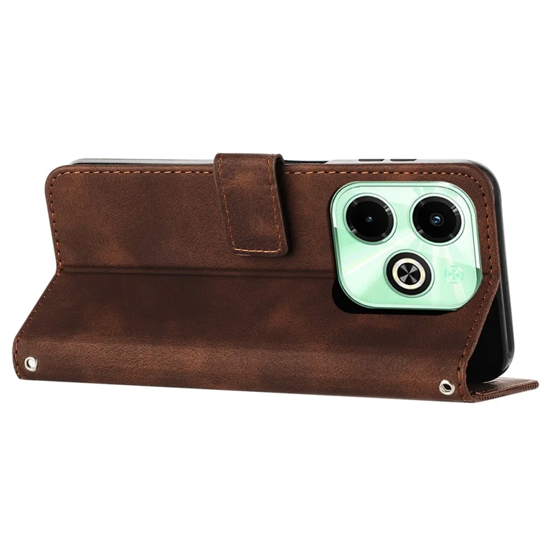 For Infinix Hot 40i Leather Wallet Phone Case Card Holder TPU Inner Shell Cover - Brown