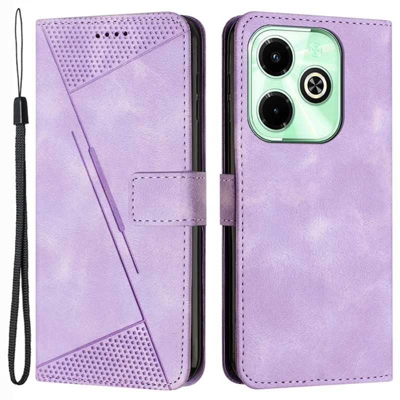 For Infinix Hot 40i Leather Wallet Phone Case Card Holder TPU Inner Shell Cover - Purple