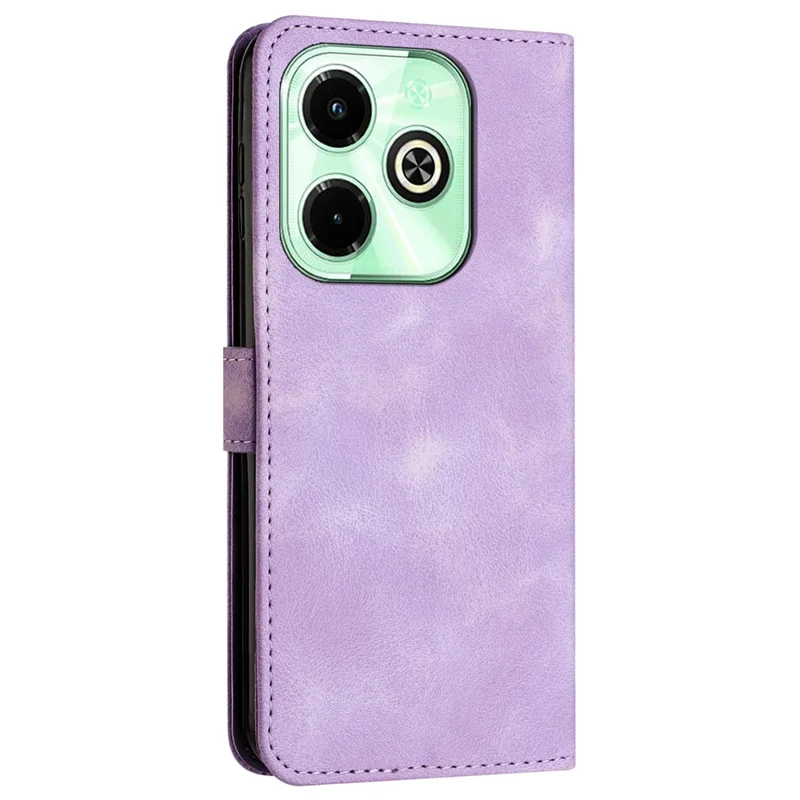 For Infinix Hot 40i Leather Wallet Phone Case Card Holder TPU Inner Shell Cover - Purple