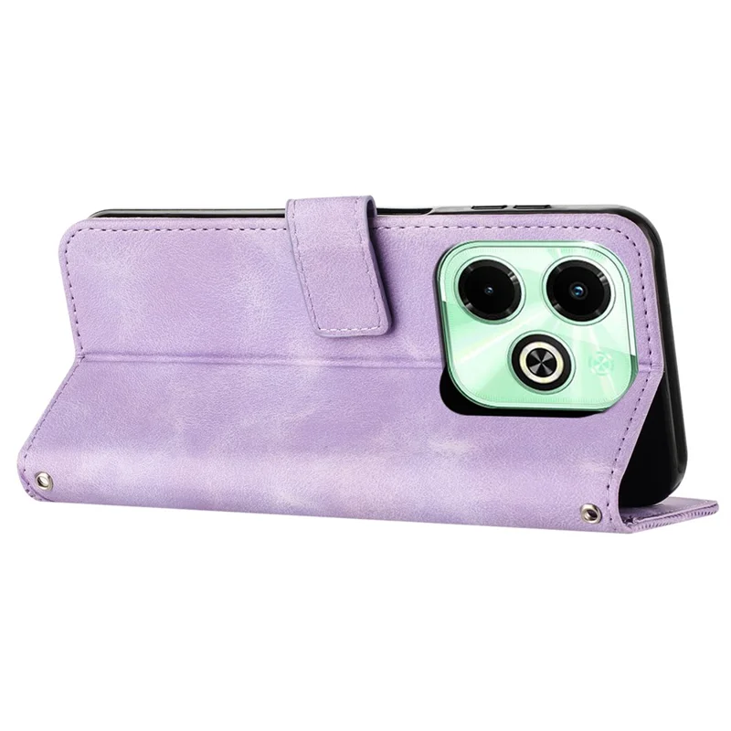 For Infinix Hot 40i Leather Wallet Phone Case Card Holder TPU Inner Shell Cover - Purple