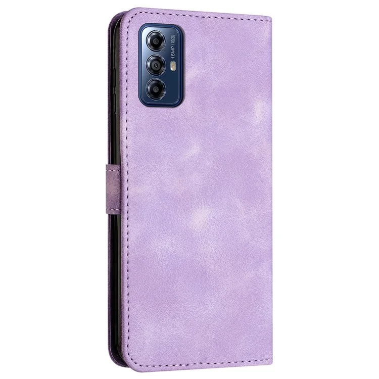 For Motorola Moto G Play (2024) 4G Wallet Case PU Leather Stand View Shockproof Phone Cover - Purple