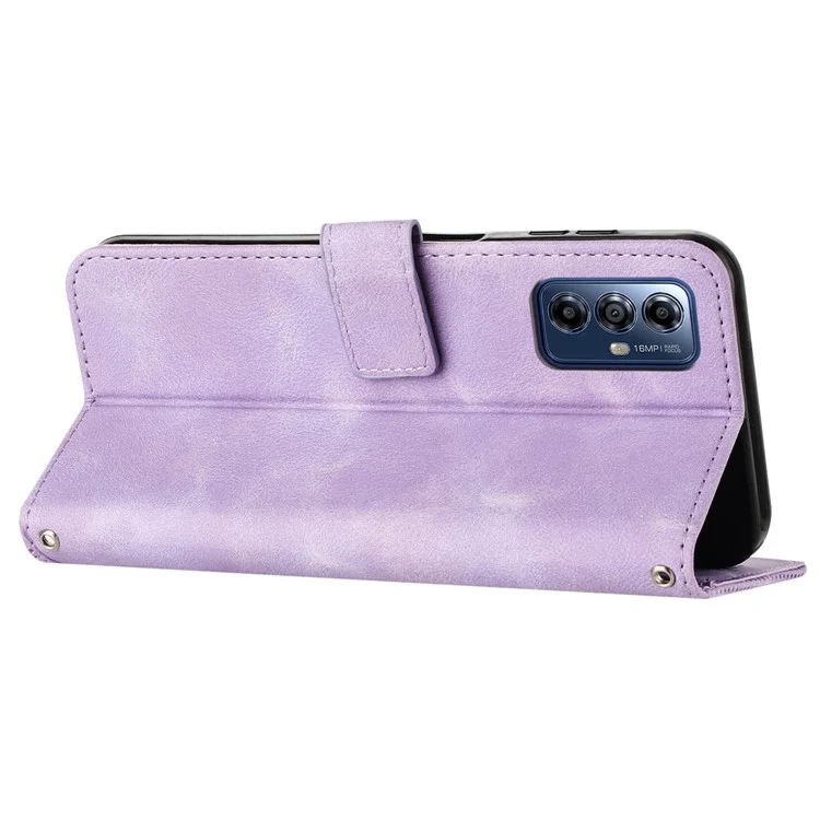 For Motorola Moto G Play (2024) 4G Wallet Case PU Leather Stand View Shockproof Phone Cover - Purple