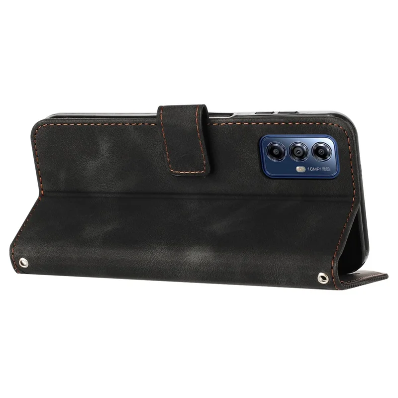 For Motorola Moto G Play (2024) 4G Wallet Case PU Leather Stand View Shockproof Phone Cover - Black