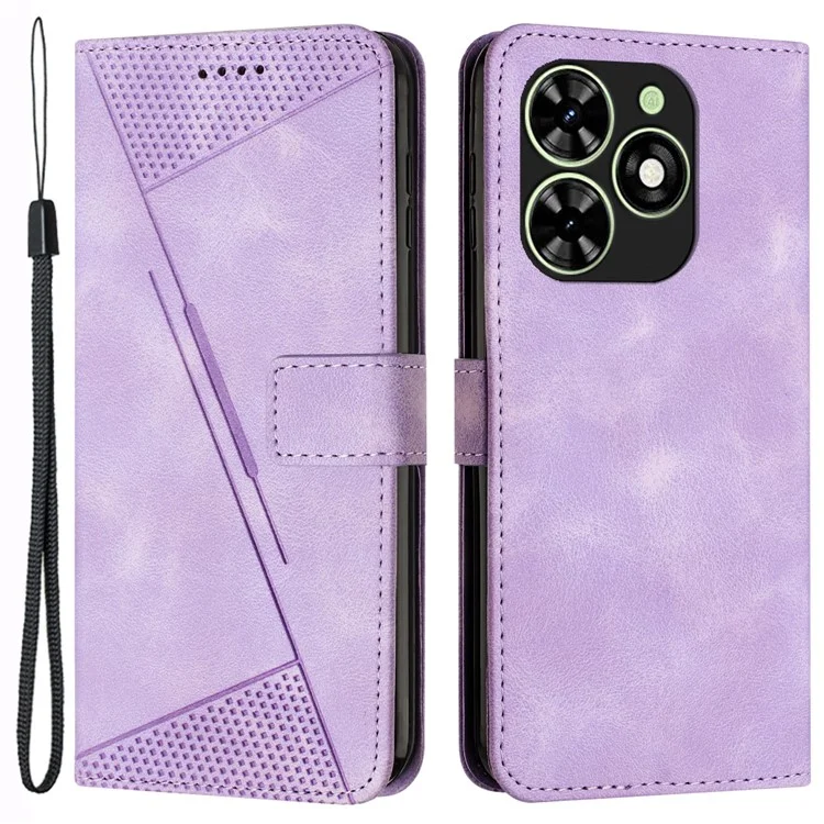 For Infinix Smart 8 4G PU Leather Case Folio Bookstytle Phone Cover with Strap - Purple