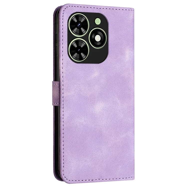 For Infinix Smart 8 4G PU Leather Case Folio Bookstytle Phone Cover with Strap - Purple