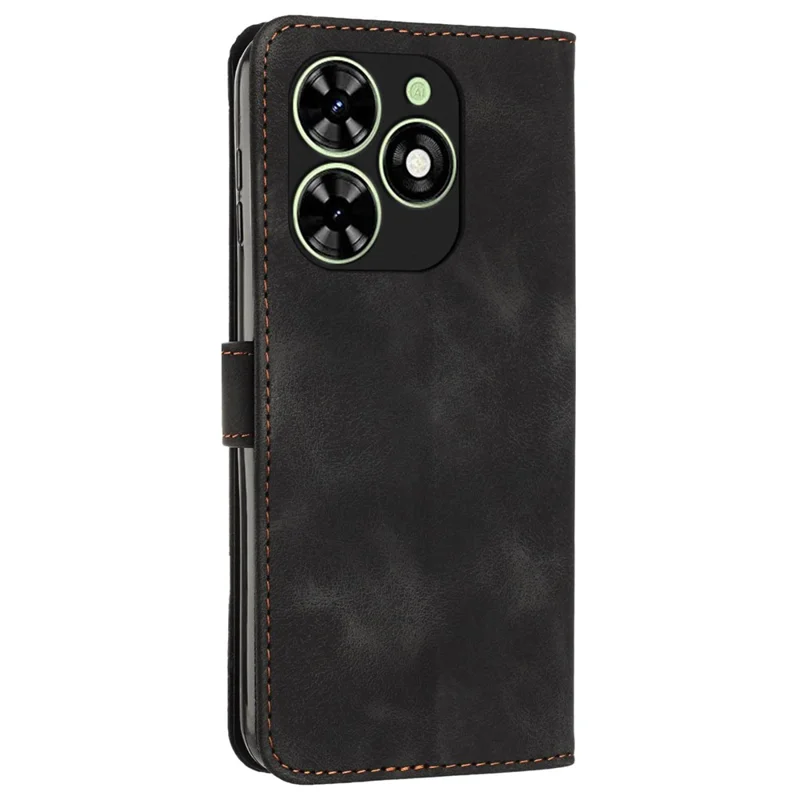 غطاء جراب من جلد PU لهاتف Infinix Smart 8 4G بتصميم كتابي مع حزام - أسود