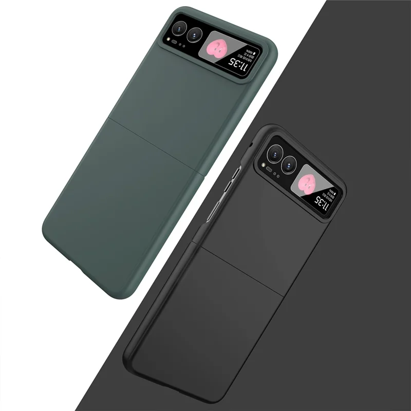 For Motorola Razr 40 5G Rubberized PC Phone Case with Tempered Glass Rear Screen Film - Black