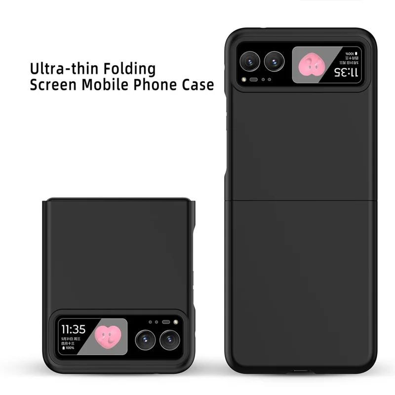 For Motorola Razr 40 5G Rubberized PC Phone Case with Tempered Glass Rear Screen Film - White