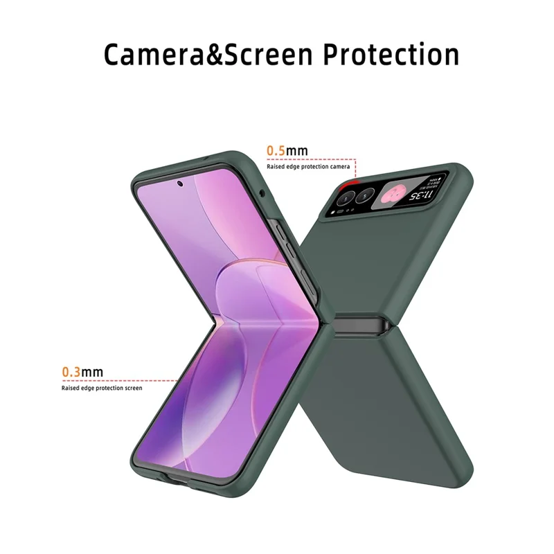 For Motorola Razr 40 5G Rubberized PC Phone Case with Tempered Glass Rear Screen Film - White