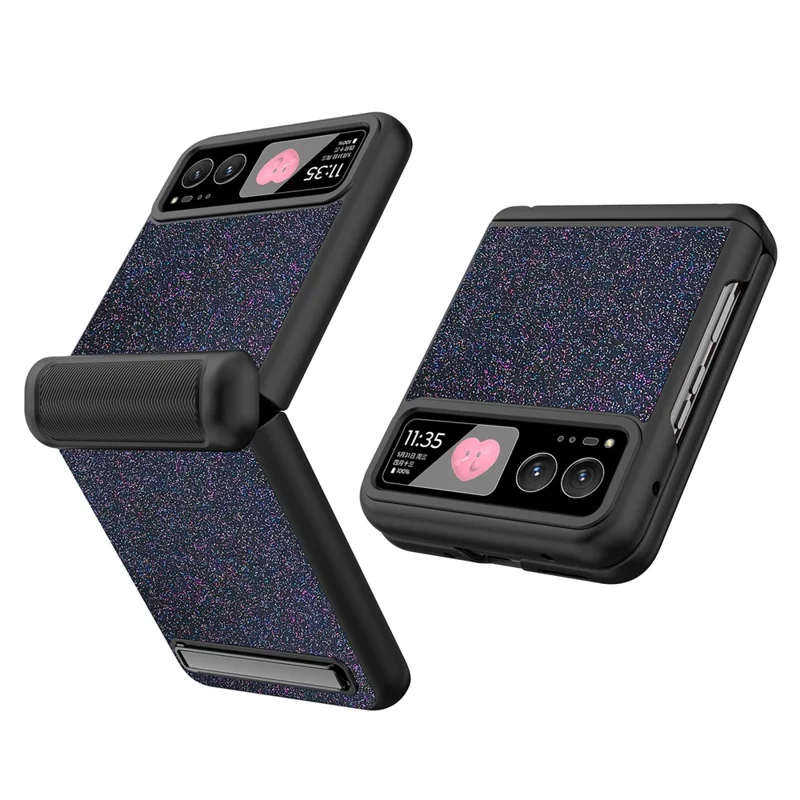 For Motorola Razr 40 5G Kickstand Phone Case Hinge Protection with Rear Screen Film - Black