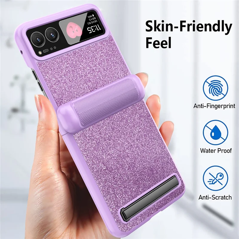 For Motorola Razr 40 5G Kickstand Phone Case Hinge Protection with Rear Screen Film - Black