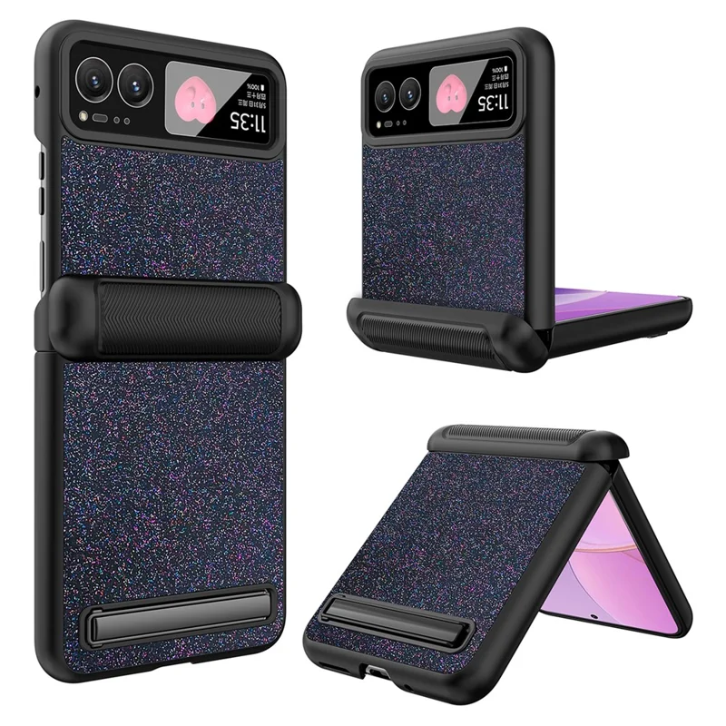 For Motorola Razr 40 5G Kickstand Phone Case Hinge Protection with Rear Screen Film - Black