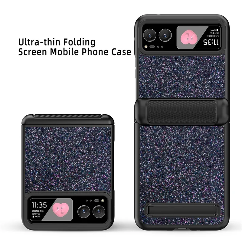 For Motorola Razr 40 5G Kickstand Phone Case Hinge Protection with Rear Screen Film - Black
