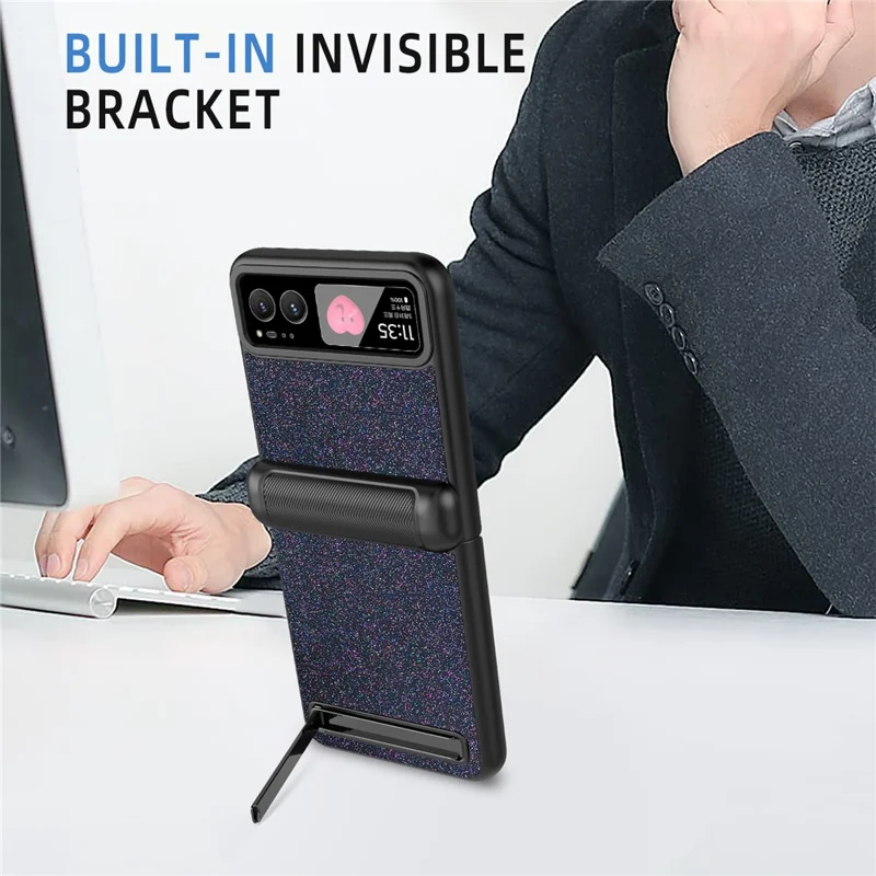 For Motorola Razr 40 5G Kickstand Phone Case Hinge Protection with Rear Screen Film - Black