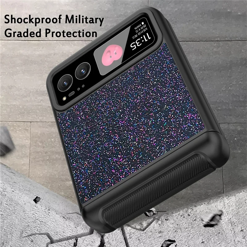 For Motorola Razr 40 5G Kickstand Phone Case Hinge Protection with Rear Screen Film - Black