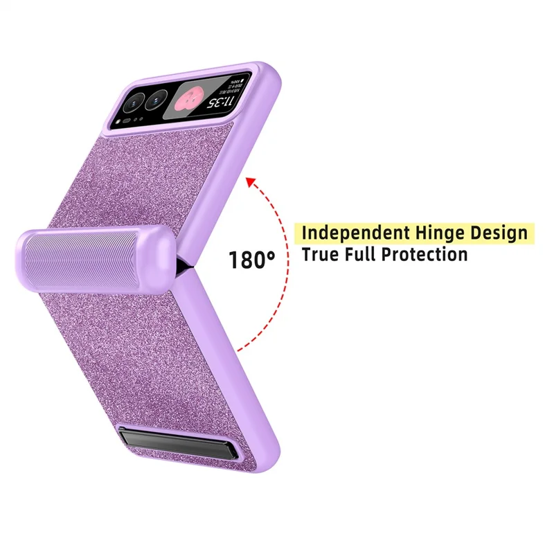 For Motorola Razr 40 5G Kickstand Phone Case Hinge Protection with Rear Screen Film - Black