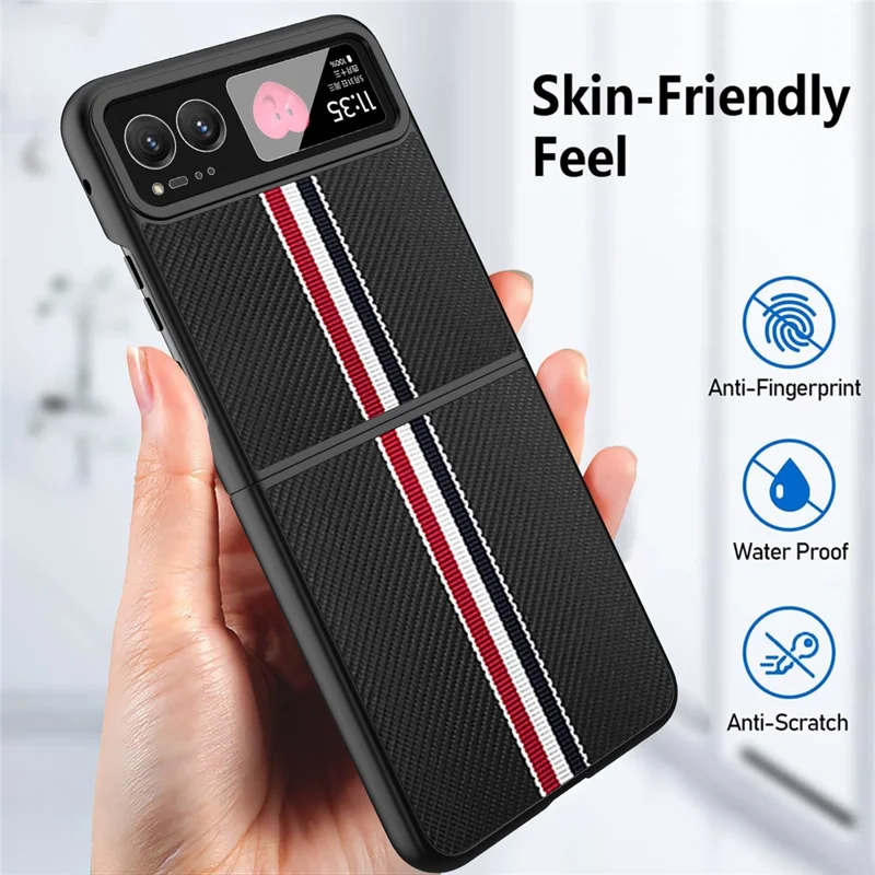 For Motorola Razr 40 5G Phone Case Colorful Stripes Pattern with Rear Screen Film - Black