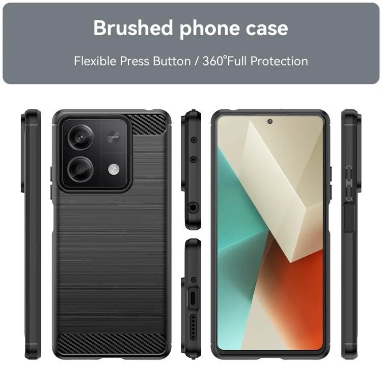 For Xiaomi Redmi Note 13 5G Cell Phone Shell Case TPU Carbon Fiber Texture Shell Cover - Black