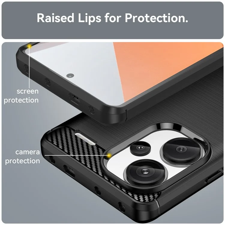 Coque de téléphone pour Xiaomi Redmi Note 13 Pro+ 5G - Texture en fibre de carbone, couleur Noir