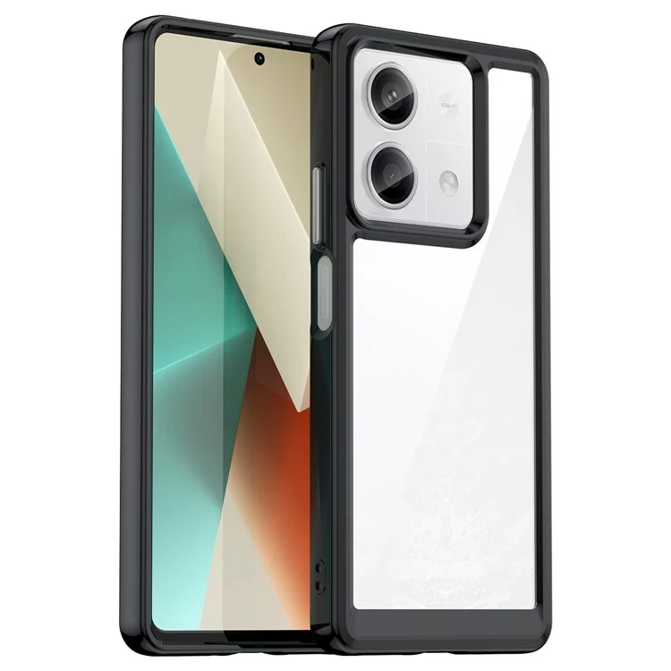 For Xiaomi Redmi Note 13 5G Phone Case Colorful TPU Frame+Acrylic Clear Back - Black