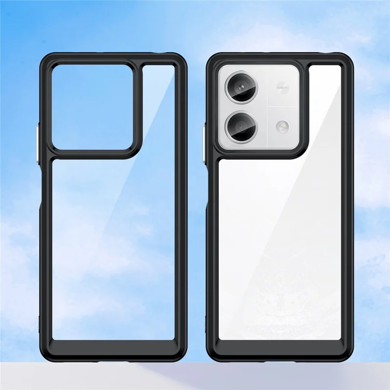 For Xiaomi Redmi Note 13 5G Phone Case Colorful TPU Frame+Acrylic Clear Back - Black