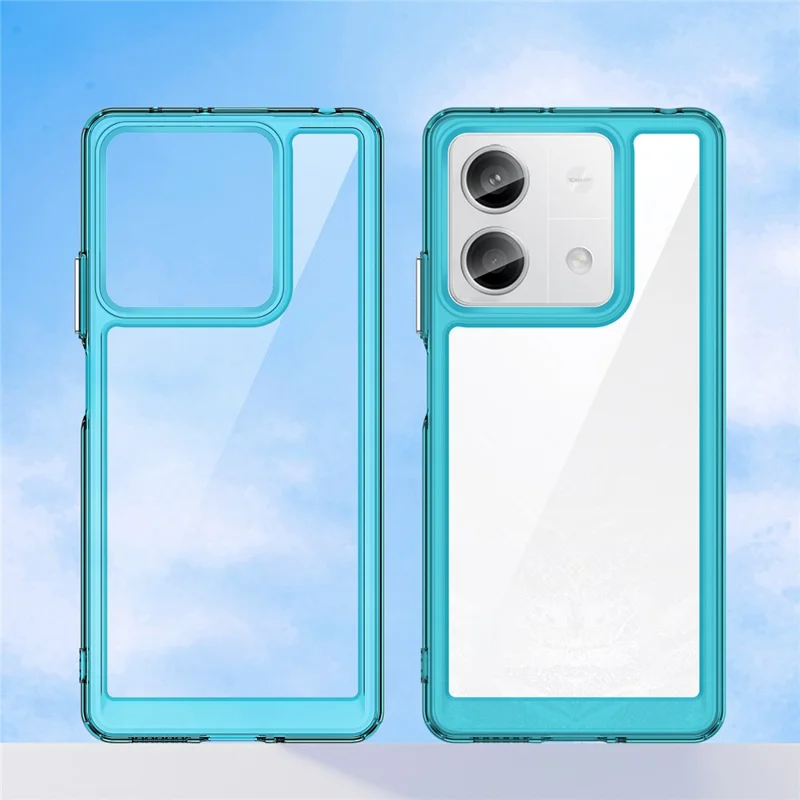 For Xiaomi Redmi Note 13 5G Phone Case Colorful TPU Frame+Acrylic Clear Back - Transparent Blue