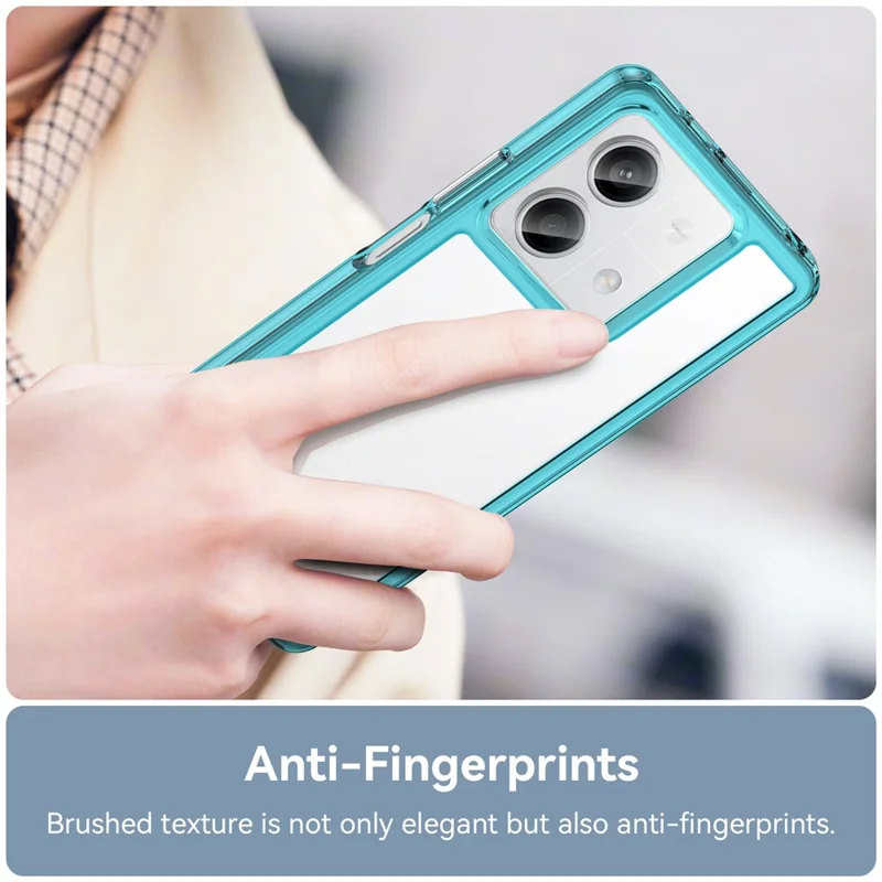 For Xiaomi Redmi Note 13 5G Phone Case Colorful TPU Frame+Acrylic Clear Back - Transparent Blue