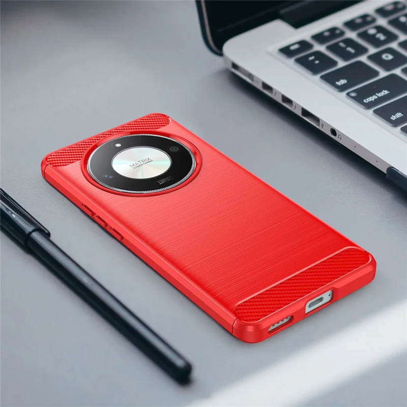 For Honor Magic6 Lite 5G / X9b 5G Carbon Fiber Texture Case Anti-Dust TPU Phone Cover - Red