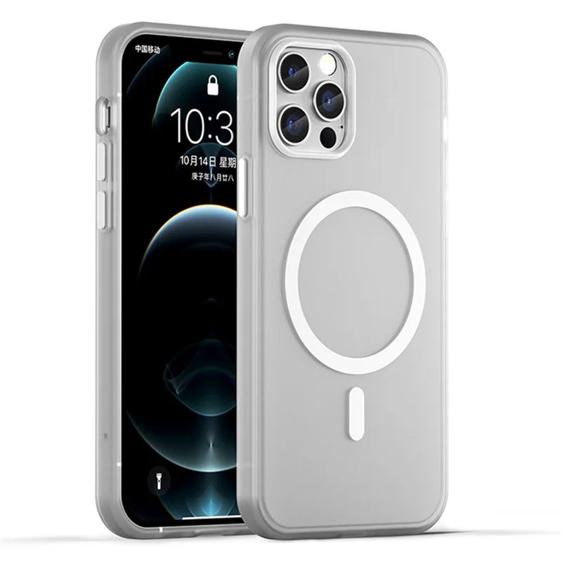For iPhone 12 Pro 6.1 inch / 12 6.1 inch Translucent Matte Cover TPU + PC Phone Case Compatible with MagSafe - White