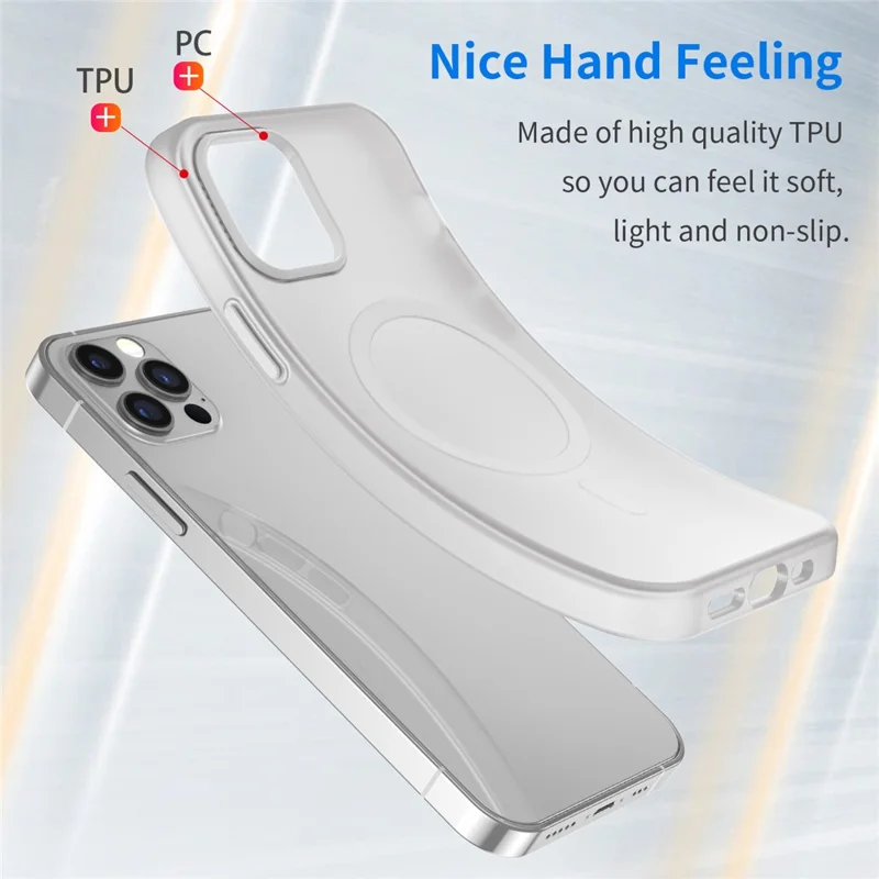 For iPhone 12 Pro 6.1 inch / 12 6.1 inch Translucent Matte Cover TPU + PC Phone Case Compatible with MagSafe - White