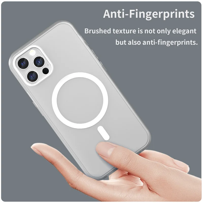 For iPhone 12 Pro 6.1 inch / 12 6.1 inch Translucent Matte Cover TPU + PC Phone Case Compatible with MagSafe - White