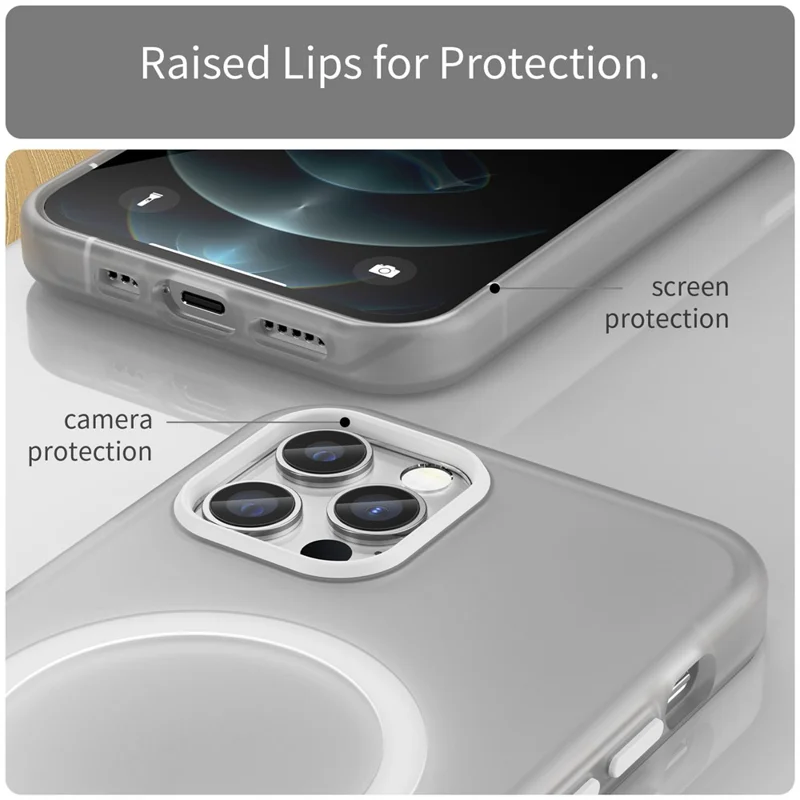 For iPhone 12 Pro 6.1 inch / 12 6.1 inch Translucent Matte Cover TPU + PC Phone Case Compatible with MagSafe - White