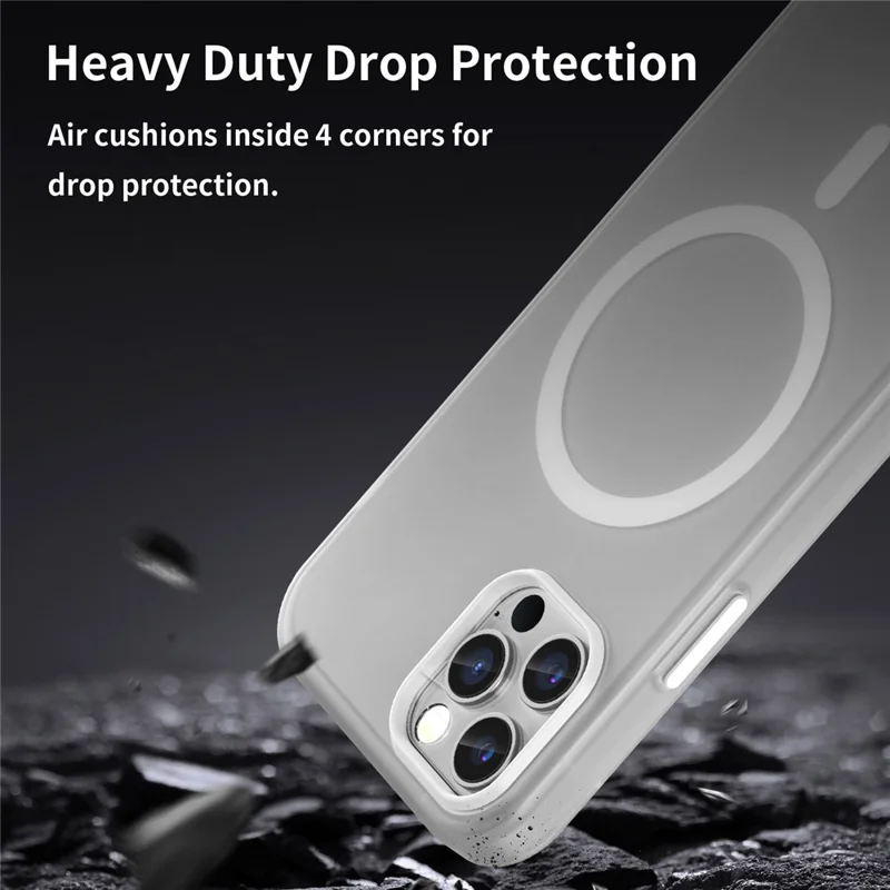For iPhone 12 Pro 6.1 inch / 12 6.1 inch Translucent Matte Cover TPU + PC Phone Case Compatible with MagSafe - White