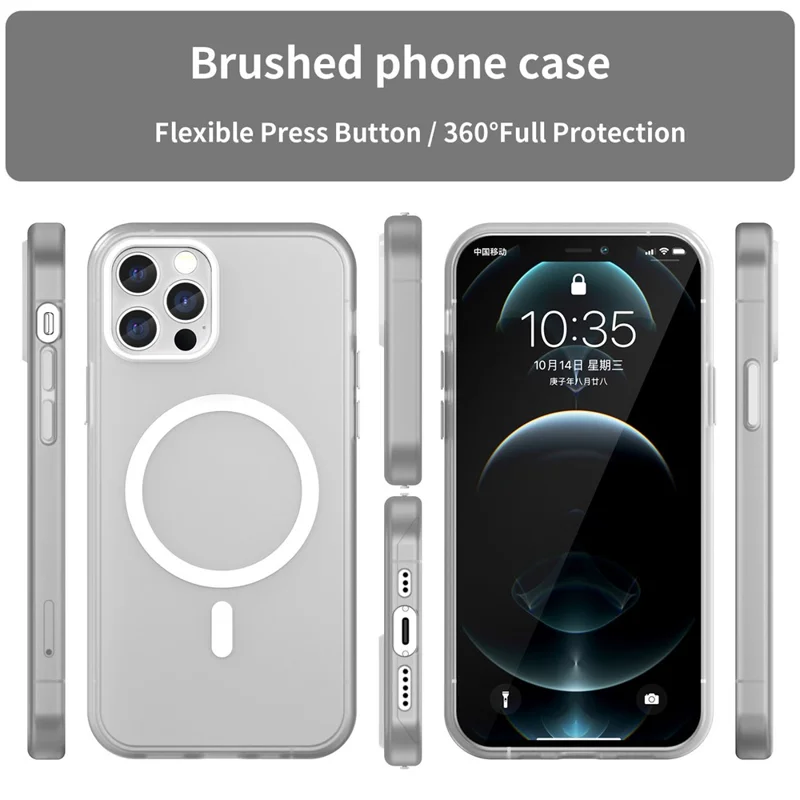 For iPhone 12 Pro 6.1 inch / 12 6.1 inch Translucent Matte Cover TPU + PC Phone Case Compatible with MagSafe - White
