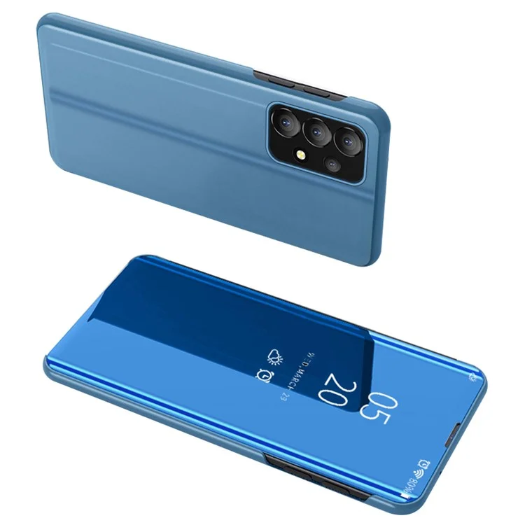 Pour Samsung Galaxy A13 4G Stand Leather Case Phone Cover avec View Window - Bleu
