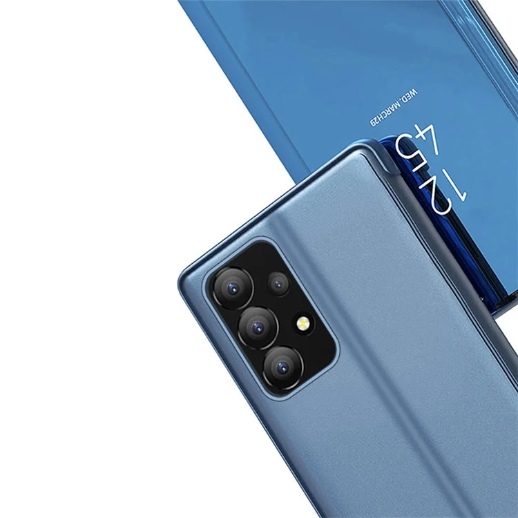 Pour Samsung Galaxy A13 4G Stand Leather Case Phone Cover avec View Window - Bleu