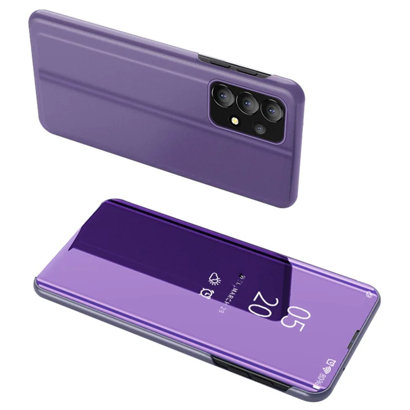 For Samsung Galaxy A13 4G Flip Leather Cover with Stand Full Body Protective Phone Case - Purple  /  Blue