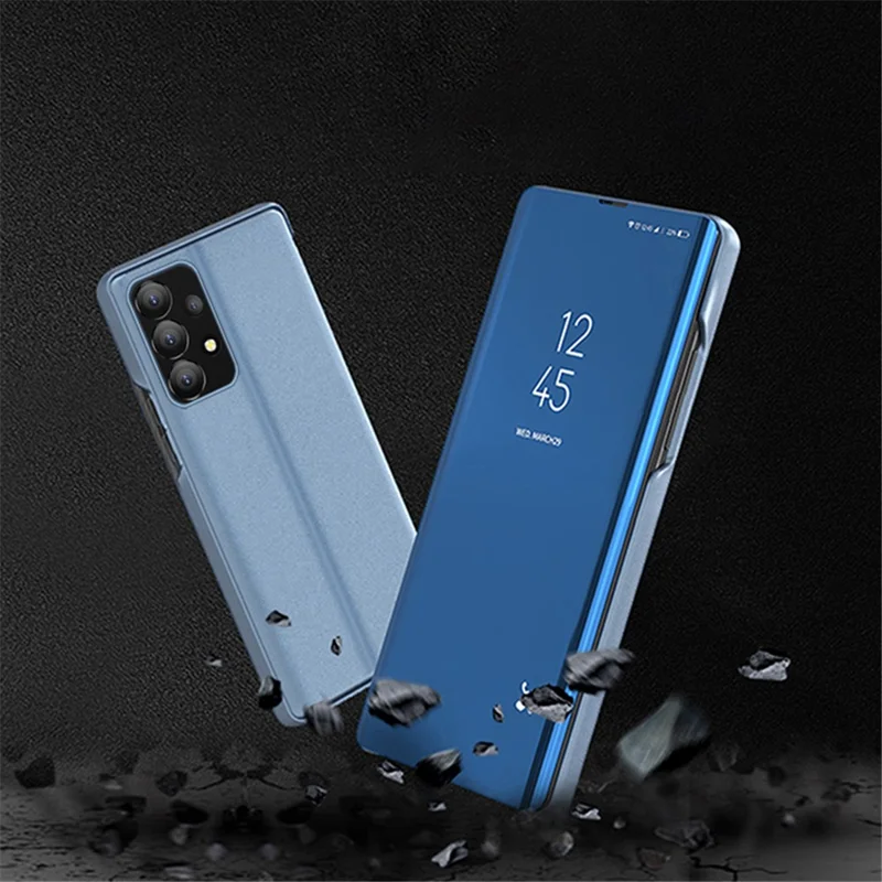 For Samsung Galaxy A13 4G Flip Leather Cover with Stand Full Body Protective Phone Case - Purple  /  Blue