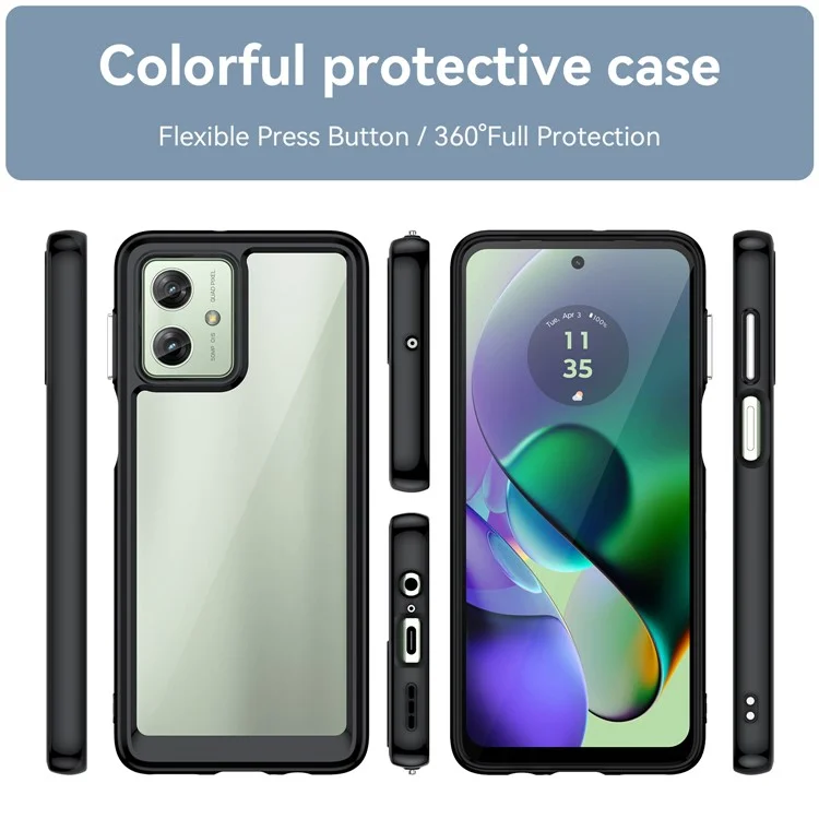 Per Motorola Moto G54 5G TPU+Acrylic Case Clear Back Phone Cover - Nero