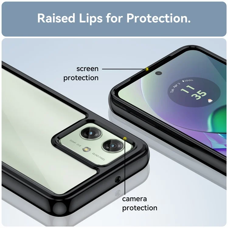 Per Motorola Moto G54 5G TPU+Acrylic Case Clear Back Phone Cover - Nero