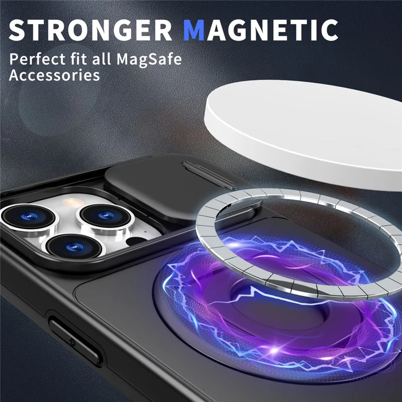 Per iPhone 15 Pro Max Case PC+TPU Rotating Kickstand Phone Shell Compatibile con MagSafe - Nero