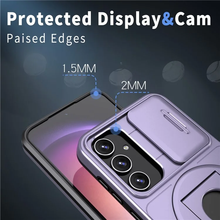 Магнитный чехол для Samsung Galaxy S23 FE, чехол из ПК+ТПУ со съемным объективом - Пурпурный